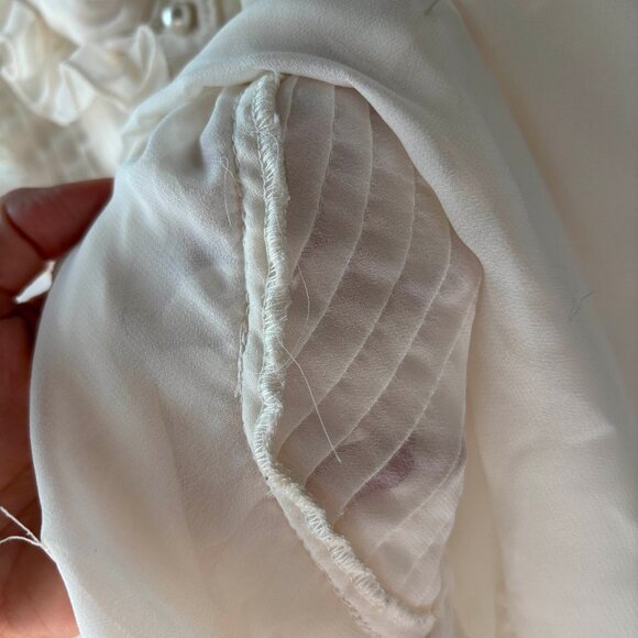 White Stag - Off White Ruffle Collar Button Down - S - Chiffon / Sheer - Picture 8 of 12
